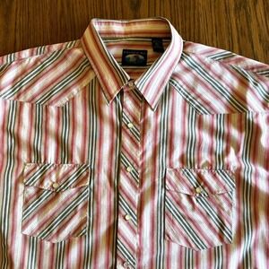 Falcon Bay Western Pearl Snap Shirt Men 3XLT Red White Striped Short Sleeve ECU